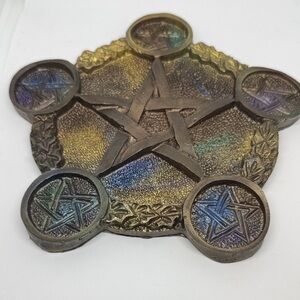 Unique Resin,Pentagram Dish with Five Coin Bowls - Iridescent Bronze Finish